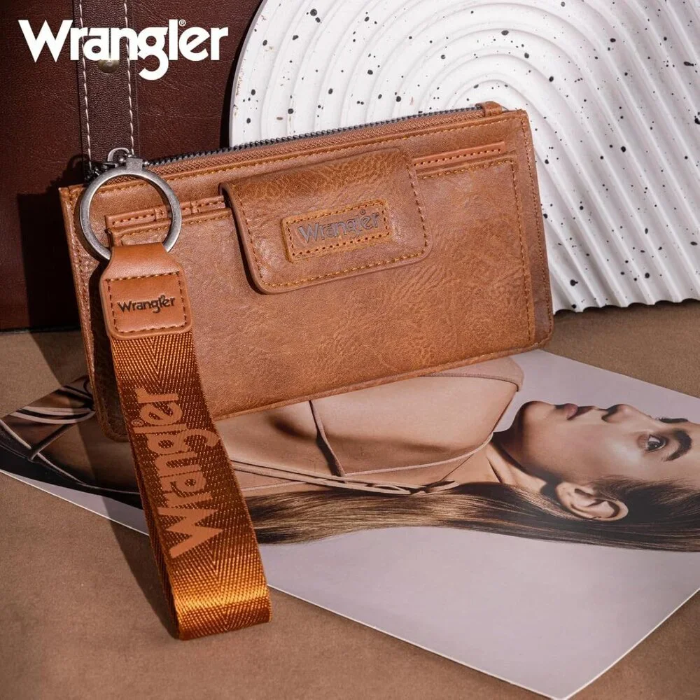 Womens Faux Leather Brown Wallet Wristlet Clutch RFID Card & Coin Organizer - Picture 2 of 6